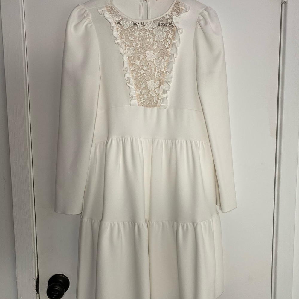 NWT See By Chloe Lace Ruffle Dress in Misty Ivory
